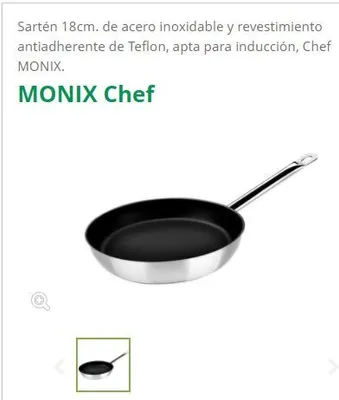 Produktbild von Monix CHEF M461318 Bratpfanne, 18 cm max. Durchmesser, Edelstahl, Induktionsherd-geeignet, Antihaftbeschichtung