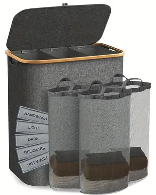 Immagine prodotto di Cesto per la biancheria, capacità 160 litri, design pieghevole, colore grigio chiaro