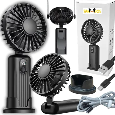 Produktbild von Mini-Ventilator tragbarer Ventilatorständer Handheld schwarz matt