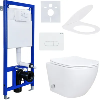 Produktbild von Spülrandloses Hänge Dusch WC Komplettset mit Taharet Kalt/-Warmwasserarmatur Softclose Sitz Drückerplatte Vorwandelement