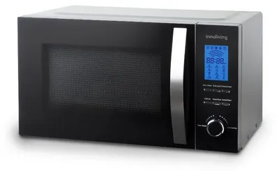 Produktbild von Innoliving Mikrowelle mit Grill INN-862S 23 l, 800 W, 5 Leistungsstufen, 60-Minuten-Timer, Edelstahl, Schwarz/Silber