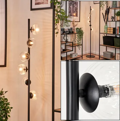 Produktbild von Garaguso Stehlampe aus Metall/Riffelglas in Schwarz/Klar