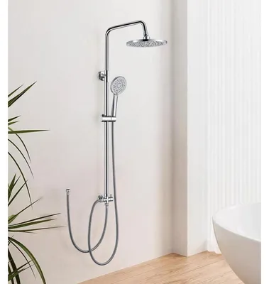 Produktbild von Duschsystem Regendusche ohne Armatur Edelstahl höhenverstellbar 80-117cm Messing Umsteller