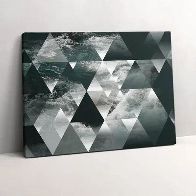 Produktbild von Geometrische Abstraktion von Meereswellen – Leinwandbild Wandbild – 80x60 cm – Leinwandbilder – Wandbilder – Schlafzimmer – Flur
