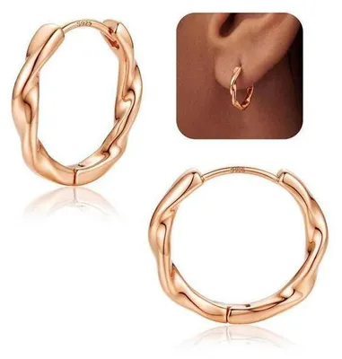 Produktbild von Creolen Silber 925 Twist 14mm Roségold-Ton Hypoallergen für Damen