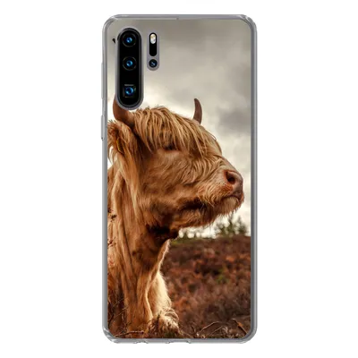 Produktbild von MuchoWow® Handyhülle Schutzhülle Hülle für Huawei P30 Pro Scottish Highlander - Strauch - Heidekraut Silikon Softcase Handy Hülle - Schutzdeckel
