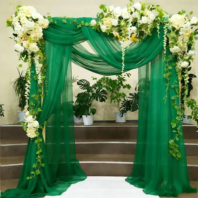 Productafbeelding van Bruidssluier voor boogdecoratie - Decoratief textiel voor ceremonies - 500x160 cm - Groen