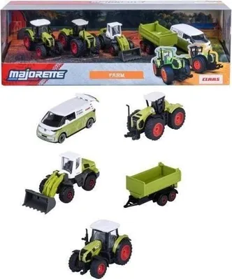 Produktbild von Majorette Farm Class 5-teiliges Geschenkset, Miniatur-Landwirtschaftsfahrzeuge aus Metall, Maßstab 1/64, Ab 3 Jahren