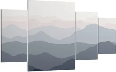 Produktbild von Bild auf Leinwand - Leinwandbild - 4 Teile - Berge Grafiken Buntstift - 160x90cm - Wand Bild - Wanddeko - Wandbilder - Leinwanddruck - Bilder - Wanddekoration - Leinwand bilder - DL160x90-4389