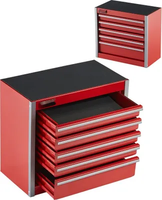Obrázek produktu pro Robustní box na nářadí - Box na nářadí s 5 zásuvkami - 218,4x118 mm - Barva červená - Ideální pro kutily a profesionály