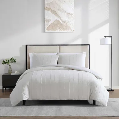 Produktbild von Vera Wang Queen-Bettwäsche-Set, weiche Baumwoll-Bettwäsche mit glatter Baumwoll-Perkal-Rückseite, leicht für ganzjährigen Komfort, 3-teiliges Bettwäsche-Set mit passenden Kissenbezügen, gewebte Biesen