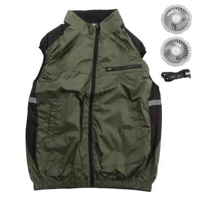 Obrázok produktu pre Klimatizované oblečenie UV odolné priedušné pokožke priateľské nositeľné chladiace ventilátor vesta pre turistiku pracovné XXL OD Green