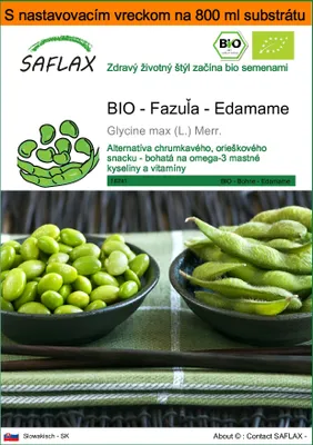 Obrázok produktu pre SAFLAX Garden in the bag - BIO - Fazuľa - Edamame - Glycine max (L.) Merr. - 8 Semená - S pestovateľským substrátom v praktickom samostaviteľnom vrecku