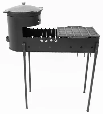 Produktbild von FlameFusion Mangal inkl. 8 Liter Kazan Gusseisen & Grillrost BBQ Holzkohlegrill Schaschlikgrill Mangalgrill