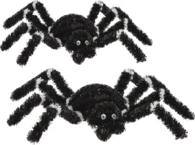 Produktbild von Halloween Deko Figur Spinne 34 cm – Schwarz Weiß – Realistische Hängedeko mit Öse – Gruselige Spinnendekoration für Haus, Garten & Party