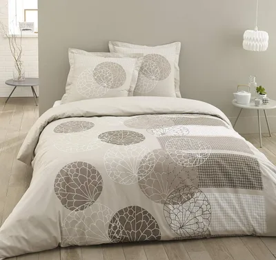 Imagen del producto de TRANKIELO® - Juego de ropa de cama de 240 x 220 cm - 100% algodón - Beige, incluye 2 fundas de almohada - Öko-Tex