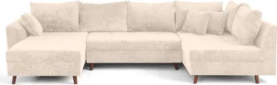Image de Lisa Design Rune - canapé panoramique d'angle droit 7 places en velours texturé , Beige