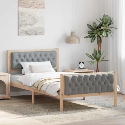 Imagen del producto de Maison Exclusive - Estructura de cama en gris claro, 100 x 200 cm, fabricada en madera de pino maciza