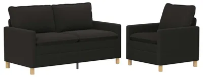 Immagine prodotto di vidaXL Set di divani, 2 pezzi, colore nero, rivestimento in tessuto