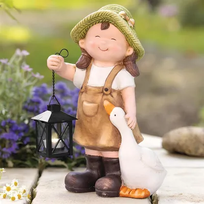 Produktbild von Dekofigur "Mädchen mit Laterne" Outdoor Gartendeko, Frühlingsdeko, Teelichthalter für Draußen, Balkon & Terrasse