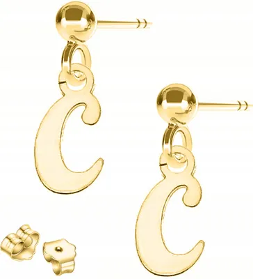 Productafbeelding van Gouden oorbellen met initialen, letter C, zilver 925