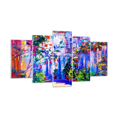 Produktbild von Bilder auf glas - Zuhause blumen straße himmel - 160x85cm - Glasbilder - Wandbilder - Kunstdruck - zum Aufhängen bereit - Wanddekoration aus Glas - Glas Bilder - Wandbild auf Glas - GEA160x85-2850