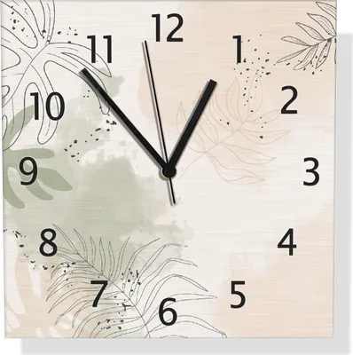 Produktbild von Wallario Design Wanduhr Botanisches Aquarell aus Aluverbund, Größe 30 x 30 cm