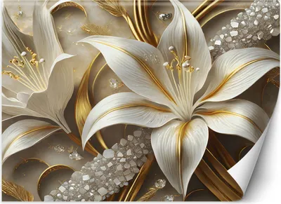 Produktbild von Vlies fototapete Gold-Glamour-Lilien 350x245 cm Feeby Gold inkl. Kleber einfache Montage