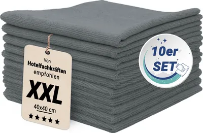 Produktbild von 10er Set Mikrofasertuch, 40x40 cm, grau