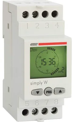 Produktbild von VEMER VE513800 Simply-W - Digital Zeitschaltuhr mit Wöchentlich Programmierung, Montage DIN-Hutschiene, Weiß