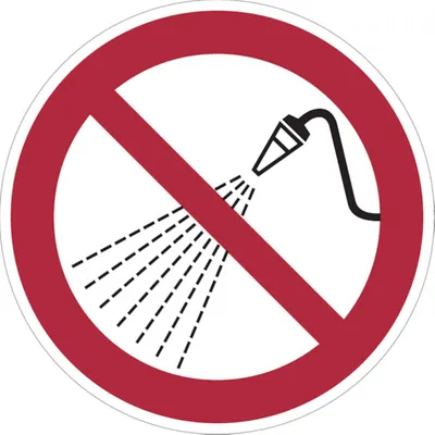 Produktbild von Dreifke® Aufkleber (Folie) "Mit Wasser spritzen verboten", Ø10cm, Folie selbs...