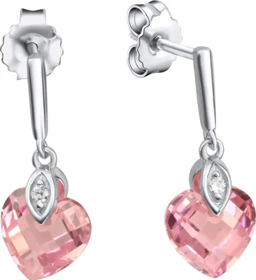 Produktbild von Kinder Ohrringe 925 Sterling Silber Zirkonia Herz pink