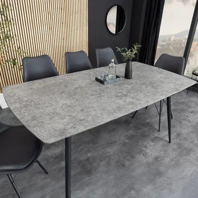 Produktbild von riess-ambiente Industrial Esstisch APARTMENT 140cm grau Beton-Design schwarzes Metallgestell für 6 Personen