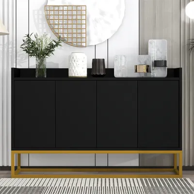Produktbild von Sideboard Modernes Sideboard im minimalistischen Stil 4-türiger griffloser Buffetschrank für Esszimmer, Wohnzimmer, Küche
