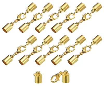 Image de Fermoirs à chaîne pour cordon en cuir de 6 mm - Embouts avec fermoir à mousqueton - Fabrication de bijoux DIY - 10 pièces, couleur or