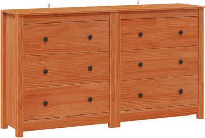 Imagen del producto de Aparador 2 pcs Marrón Cera 140 x 35 x 80 cm Pino macizo