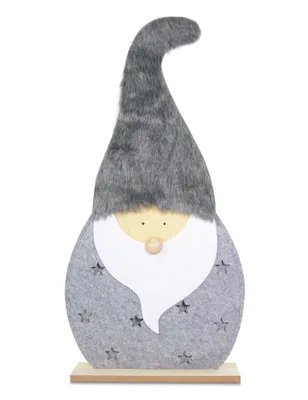 Produktbild von LED Holz Wichtel Dekofigur "Santa" 60 cm Grau | 10138 - Adventsdekoration
