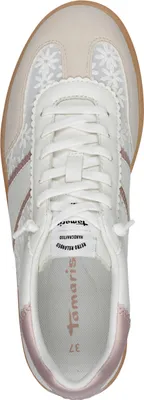 Produktbild von Tamaris Damen Sneaker im Retro Look mit Gummizug und floraler Spitze 1-23639-46, Größe:39 EU, Farbe:Weiß
