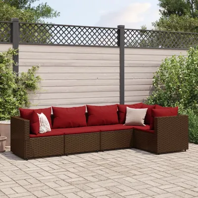 Produktbild von "2026 Promotion" 5-tlg. Garten-Lounge-Set - Sitzgruppe - mit Kissen - Braun Poly Rattan - Gartenmöbelset CC16582