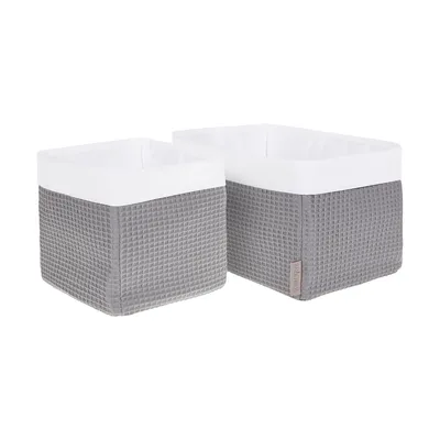 Produktbild von KraftKids Körbchen Waffel Piqué grau 20 x 33 x 20 cm