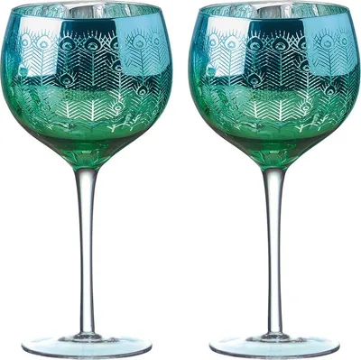 Immagine prodotto di Set di 2 bicchieri da gin Artland – Collezione Peacock – Blu e verde – 70 cl