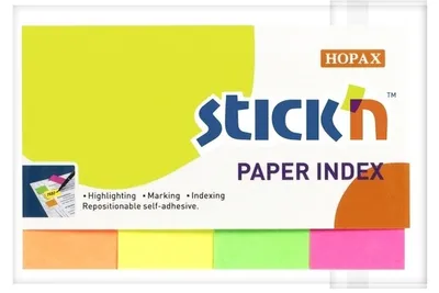 Obrázok produktu pre Samolepiace záložky, mix neónových farieb, 50 x 20 mm, 4x 50 listov, papier, STICK N 21205