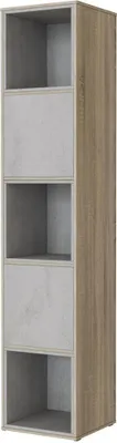Produktbild von SMARTBett Standregal, Würfelregal  für Wohnzimmer, Kinderzimmer, Schlafzimmer und Büro |  Regal Eiche Sonoma + 2 Türen und 3 Würfel Beton