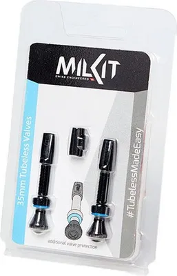 Produktbild von milKit valve pack 55, Schlauchloses Ventil, Schlauchloser Luftreifen, Schwarz, 55 mm, Sichtverpackung