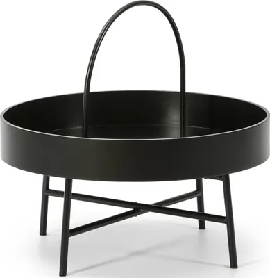 Produktbild von Couchtisch Manila Runder Couchtisch mit schwarzer Mdf-Platte und mattschwarzem Metallgestell / Durchmesser: 60 Cm