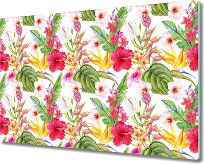 Produktbild von Glas-Herdabdeckplatte Glaskeramikkochfeld-Abdeckung Spritzschutz - 80x52 cm - Exotische Hibiskus