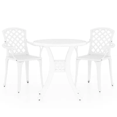 Obrázok produktu pre vidaXL 3-dielna súprava Bistro Cast Aluminium White