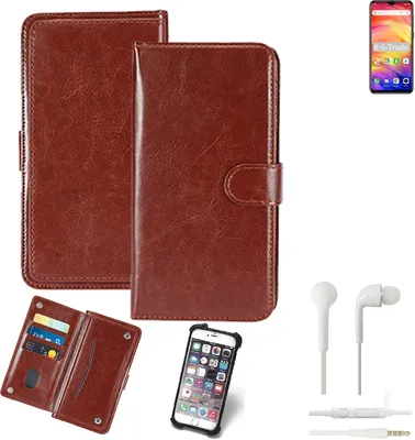 Produktbild von K-S-Trade 360° Hülle kompatibel mit Ulefone Note 7 inkl. Headphones braun Kunstleder Case BookCase WalletCase Kunstlederederhülle Handyhülle,