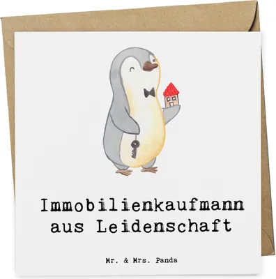 Produktbild von Mr. & Mrs. Panda Deluxe Karte Immobilienkaufmann Leidenschaft - Weiß - Geschenk, Witzig, Immobilienmakler, Glückwunschkarte, Spruch, faltkarte, doppelkarte, anlasskarte