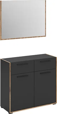 Produktbild von Garderoben-Set Bueno | Basalt grau / Nox Oak | 2-teilig